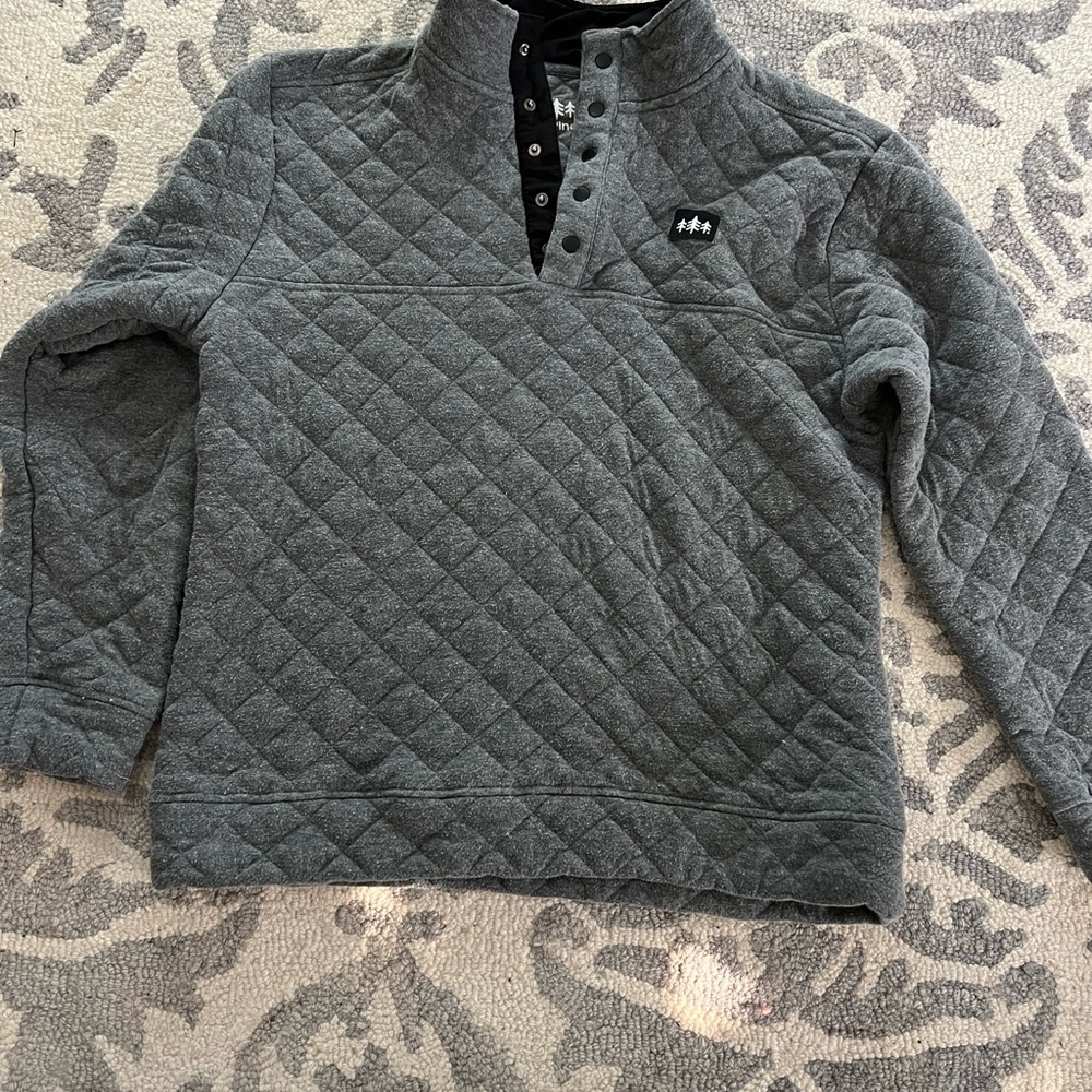 Gray Quilted Pullover Sweater